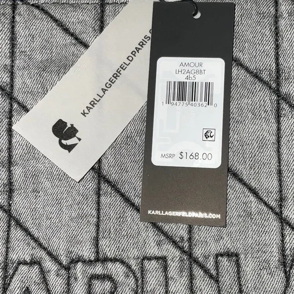 NWT Karl Lagerfeld Amour Denim Quilted Tote Bag 13.5 x 6 x 14 - Picture 13 of 15